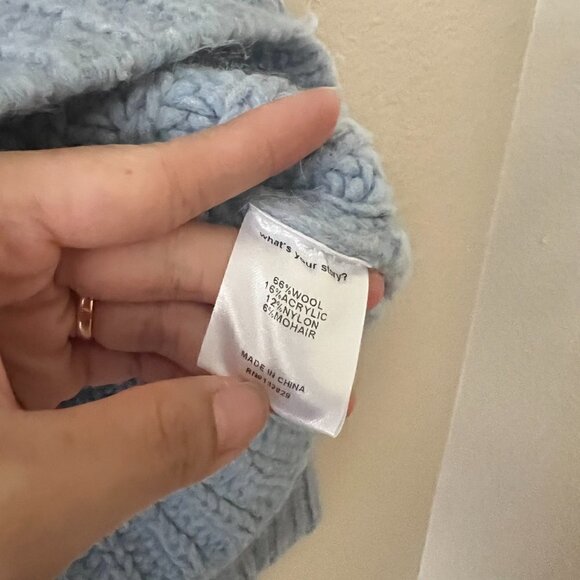 Revolve Weekend Stories Baby Blue Chunky Knit Wool Mohair Blend Crop Sweater XS  - Picture 6 of 7